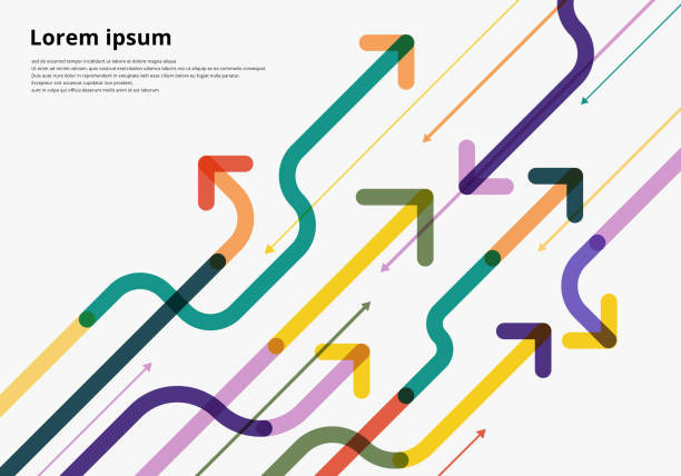 kuvapankkikuvitukset aiheesta nuolisuuntainen vino suunta värikäs päällekkäin valkoisella taustalla - liike