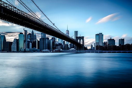 Brooklyn bridge, New York city skyline USA