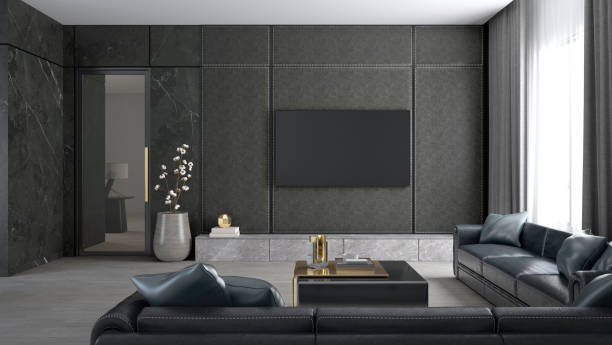 istock Black living room.3d rendering 1294233019