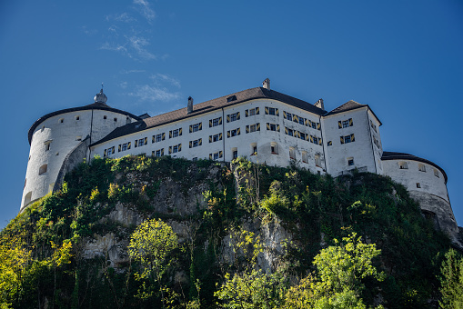 The Fortress of Kufstein seen from the bridge over the river Inn, Austria..