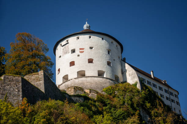 The Fortress of Kufstein seen from the bridge over the river Inn, Austria..