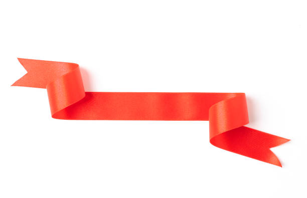 istock Red banners ribbons label on white background 1294239094