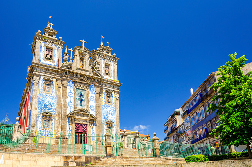 Saint Ildefonso Roman Catholic church in Batalha Square in Porto Oporto city historical centre