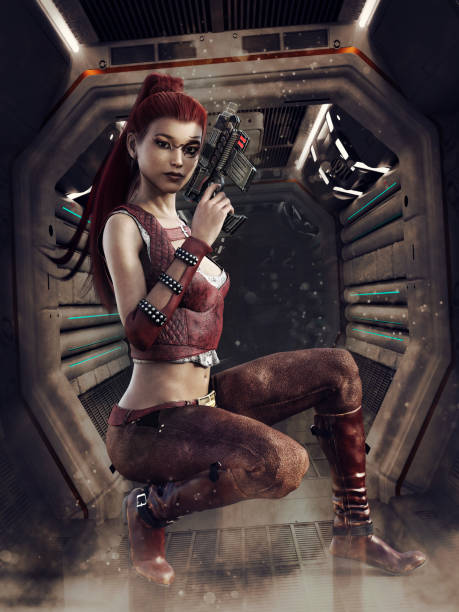 istock Young female futuristic soldier 1294250744