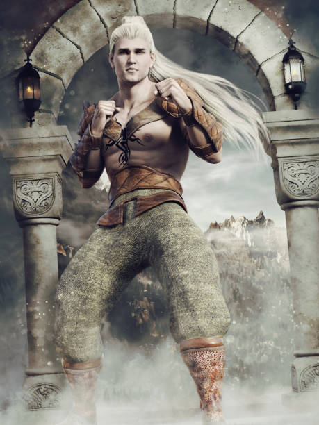 istock Fantasy male fighter with long white hair 1294251275