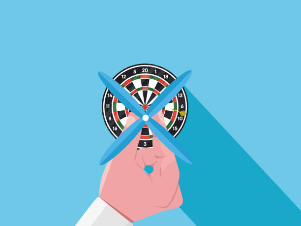 оригинальный круговой дартс. стрелка удара в центр цели, бизнес-концепции. - dartboard target pub sport stock illustrations