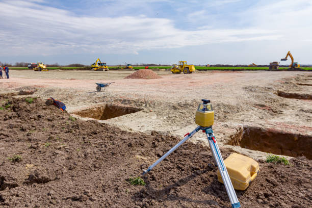 istock Modern device makes topographic measurements with laser, total center 1294252609