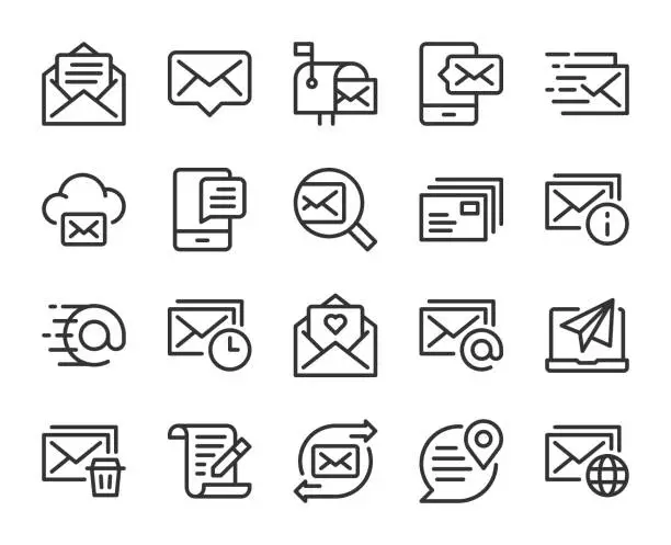 Vector illustration of Mail and Messaging - Line Icons