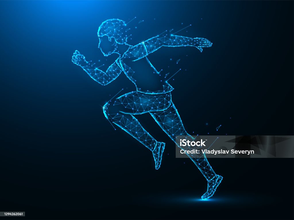 Running Vector Effects Running Man With Destruction Effect Low Poly Art Exercise Or Marathon ...