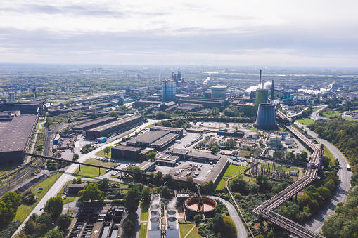 Factories of ThyssenKrupp, one of the world's largest steel producers. Duisburg, Germany: September 2020