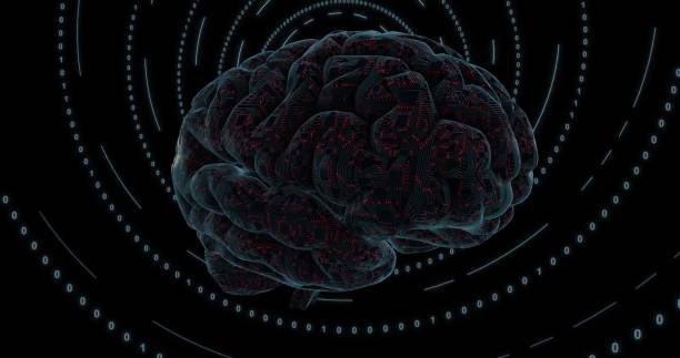 istock Digital brain covered with circuit board and cpu. Digital neural network. Brain energy pulsation 3D rendering 1294263937