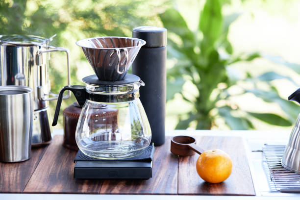 istock Preparing jar and funnel to brew espresso coffee 1294264465