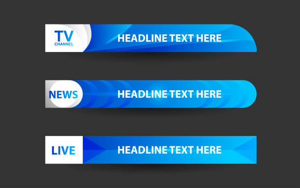 Set collection vector of Broadcast News Lower Thirds Template layout design banner Can use for bar Headline news title, sport game in Television, Video and Media Channel heading the ball stock illustrations