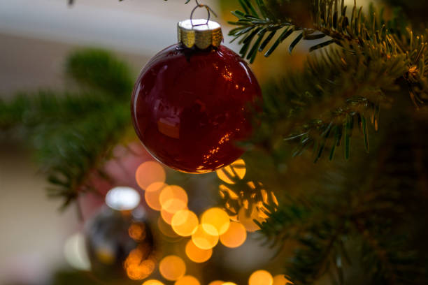 istock Festive Christmas background with ball and lights 1294268910