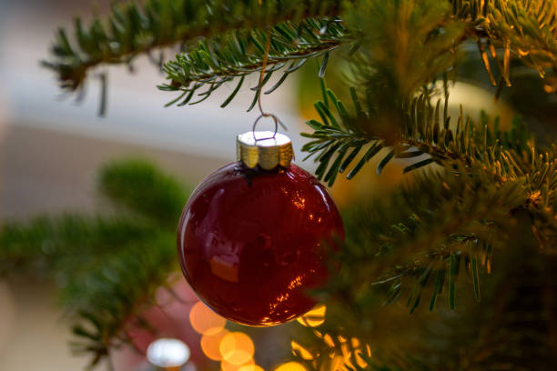 istock Festive Christmas background with ball and lights 1294269062