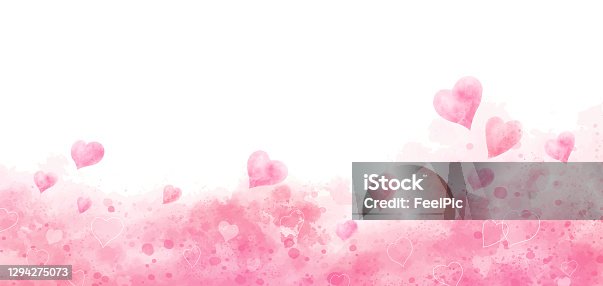 istock Valentine's day and wedding background design of watercolor hearts vector illustration 1294275073