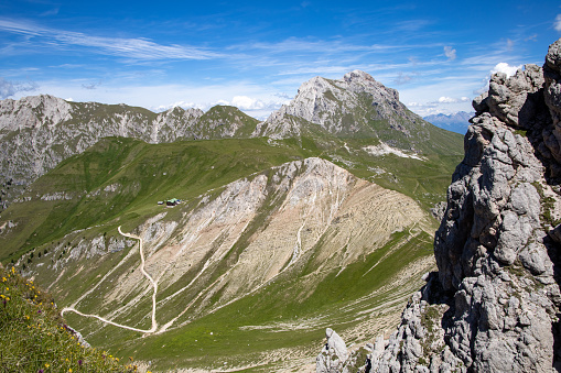 defaultAerial view of the snow capped mountains in autumn, Dolomites, Belluno province, Veneto, Italy