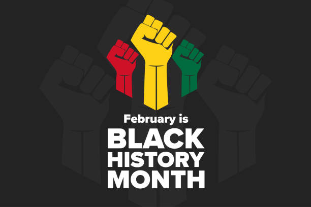 February is National Black History Month. Holiday concept. Template for background, banner, card, poster with text inscription. Vector EPS10 illustration. February is National Black History Month. Holiday concept. Template for background, banner, card, poster with text inscription. Vector EPS10 illustration fist stock illustrations