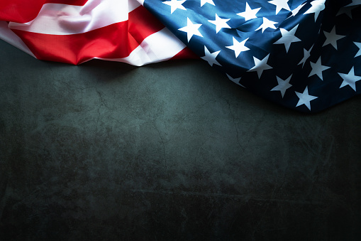 Bandera americana sobre fondo abstracto photo