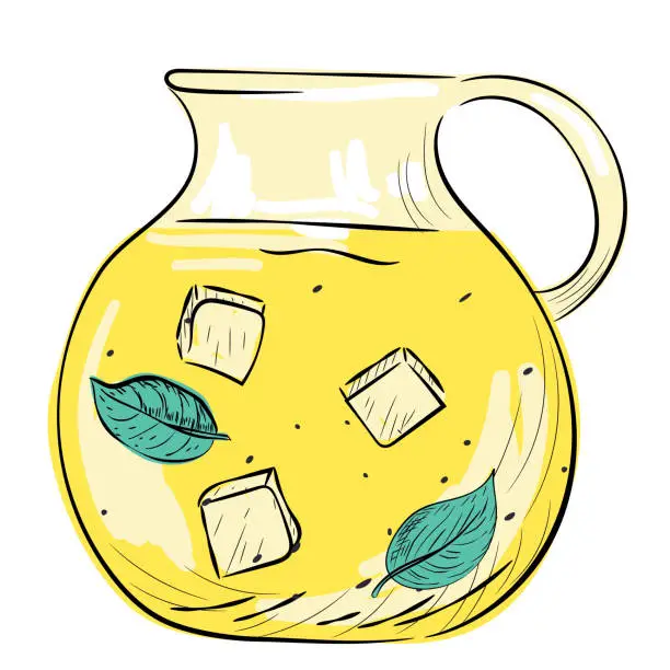 Vector illustration of Hand Drawn Jug Of Lemonade