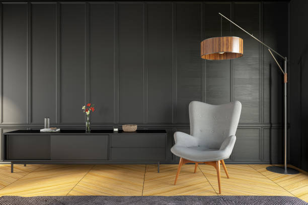 istock Black Interior with Armchair 1294294915
