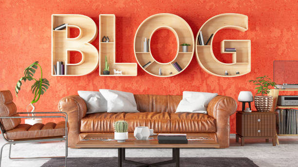istock Retro Blog BookShelf with Cozy 1294295314