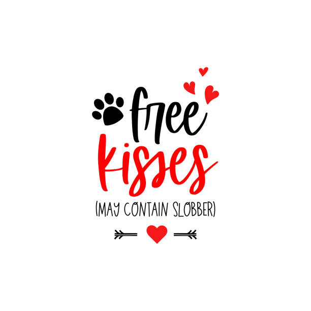 stockillustraties, clipart, cartoons en iconen met huisdieren valentijnsdag tekst hond puppy typografie - kiss