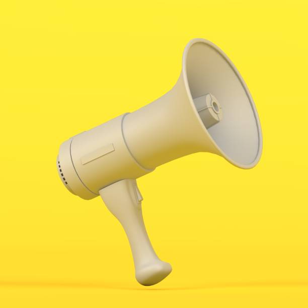 istock 3D Gray megaphone on yellow background 1294297874
