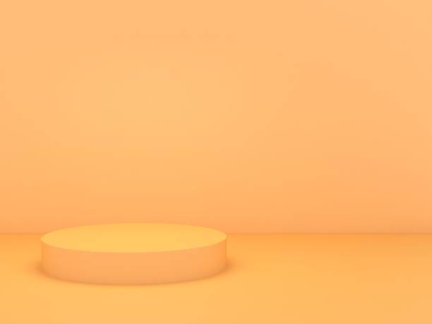 istock 3D Render of Abstract Yellow Composition with Podium 1294300132