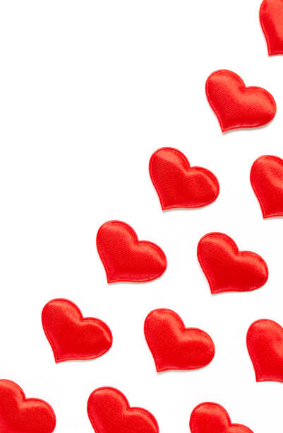 istock Valentine day background with red hearts, flat lay with copy space 1294302470