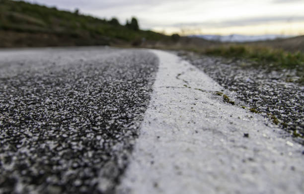 Road salt with ice, highway texture, transport and vehicle, signs