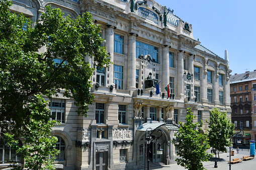 Budapest, Hungary: Front view of Franz Liszt Academy of Music, prestigious music university and a concert hall, Art Nouveau style building