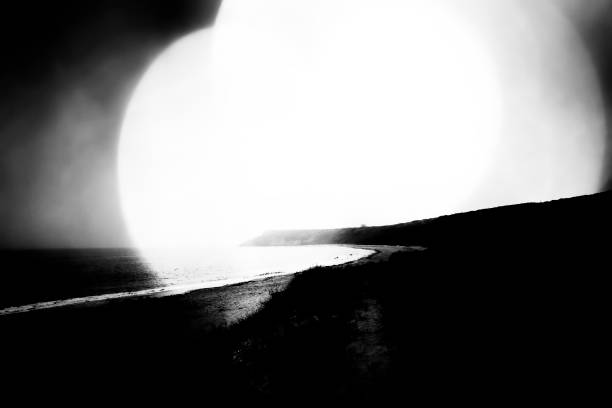 Black and White Sunset. Cloudy