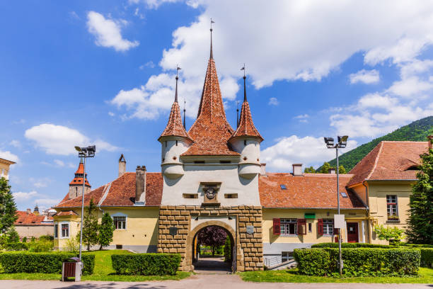 Brasov, Romania. Brasov, Romania - June 16, 2017: Catherine gate. City gate from the medieval times. catherines gate stock pictures, royalty-free photos & images