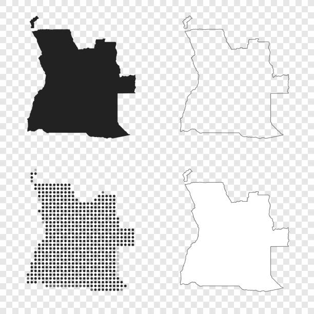 tasarım için angola haritaları - siyah, anahat, mozaik ve beyaz - angola stock illustrations