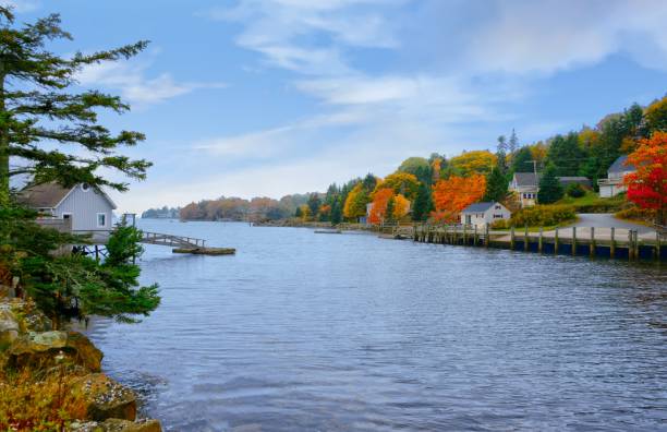 istock Fall colors in Boothbay Harbor Maine 1294311213
