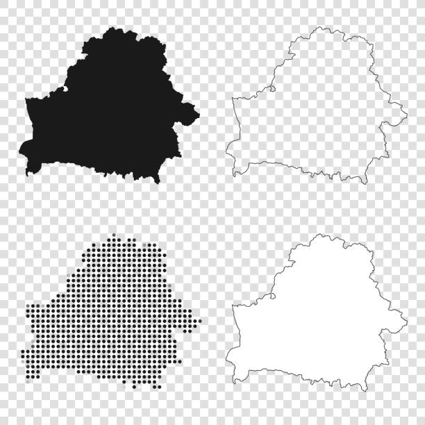 ilustrações de stock, clip art, desenhos animados e ícones de belarus maps for design - black, outline, mosaic and white - belarus