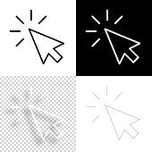 istock Click. Icon for design. Blank, white and black backgrounds - Line icon 1294313418