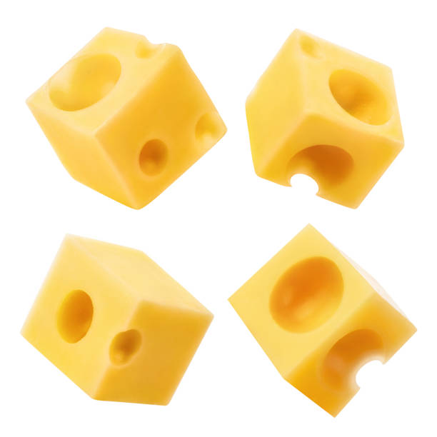 istock Set of delicious cheese cubes on white 1294314757