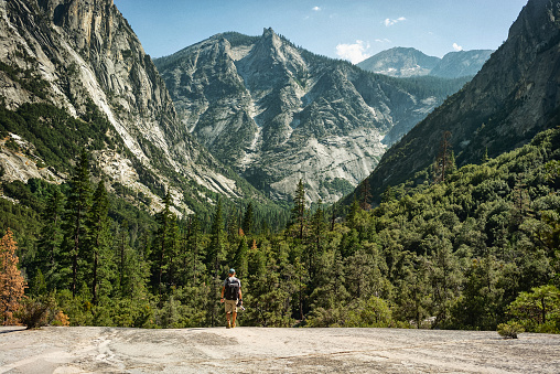 Explorer man hiking in Kings Canyon: South West USA adventures