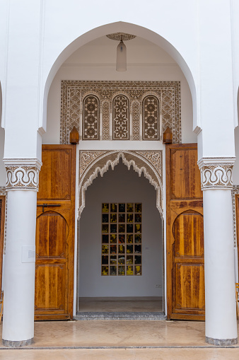 Marrakech, Morocco - January 19, 2018: arabian arch and door in Marrakesh