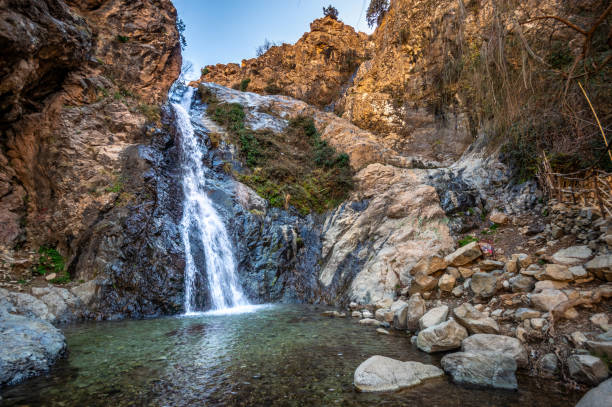 chute d’eau ourika à setti fatma - moroccan culture atlas mountains marrakech morocco photos et images de collection