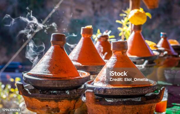 Selection Of Clay Moroccan Tajines Stock Photo - Download Image Now