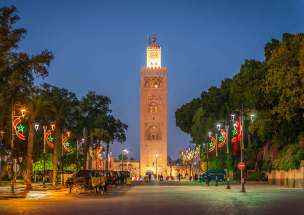 Koutoubia mosque in the morning, Marrakesh, Morocco Koutoubia mosque in the morning from djema el fna square, Marrakesh, Morocco djemma el fna square stock pictures, royalty-free photos & images