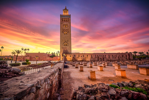 Koutoubia mosque in the morning, Marrakesh, Morocco