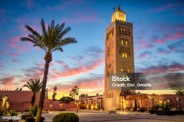 Koutoubia Mosque In The Morning Marrakesh Morocco Stock Photo - Download Image Now