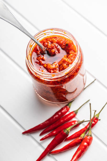 istock Red hot chili paste and chili pepper 1294322386