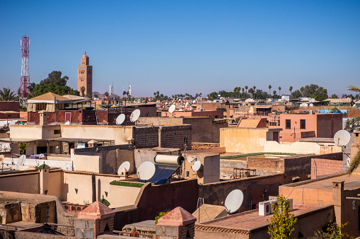 panoramic view of Marrakech with koutoubia mosque