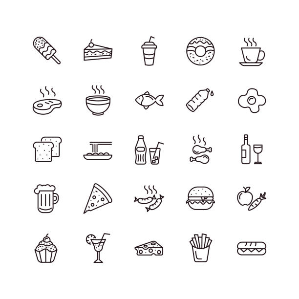 Food icons Food icons soup and sandwich stock illustrations