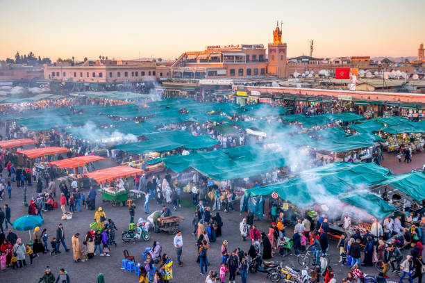 istock Evening Djemaa El Fna Square with Koutoubia Mosque, Marrakech, Morocco 1294323718